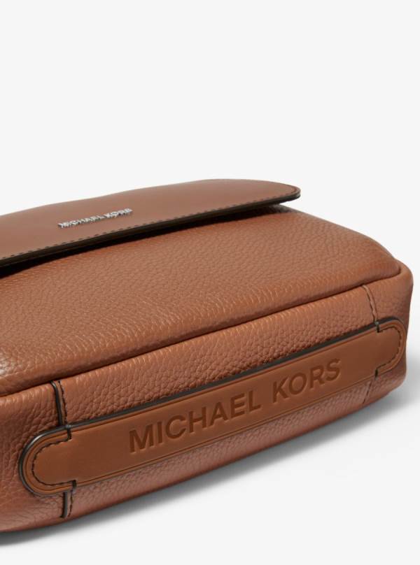 Panske Crossbody Kabelka Michael Kors Hudson Pebbled Leather Hnede - Tasky Michael Kors Nejlevnejsi | IWNCF-1589